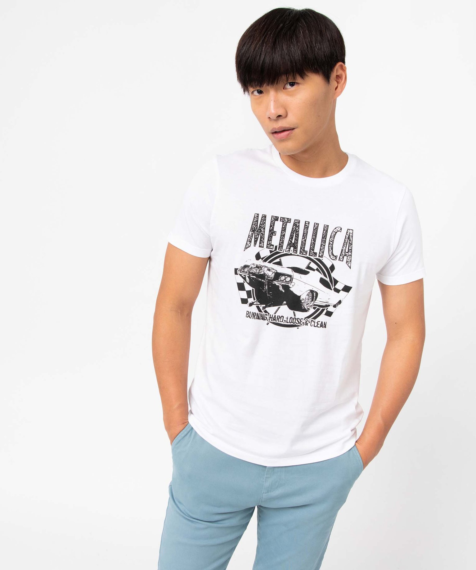 Tee-shirt homme avec motif sur l'avant - Metallica blanc | GEMO