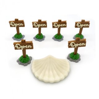 Open Signs & Shell for Pearlbrook Expansion – Everdell – 7 Pieces
