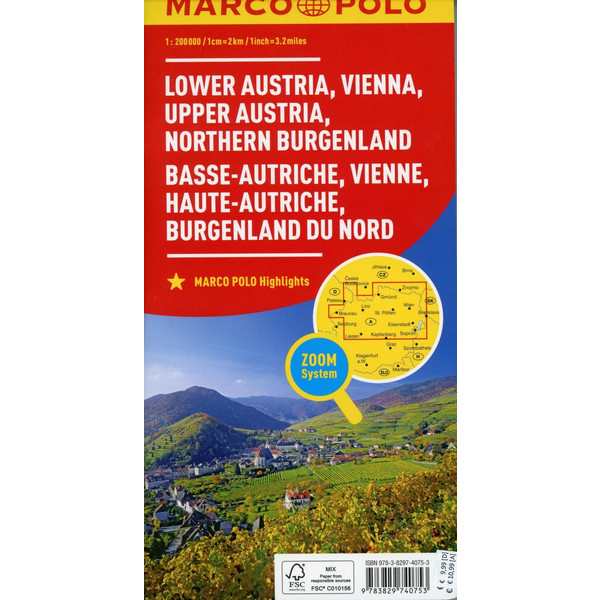 MARCO POLO Regionalkarte Österreich Blatt 1 Niederösterreich, Wien 1:200 000 - Straßenkarte