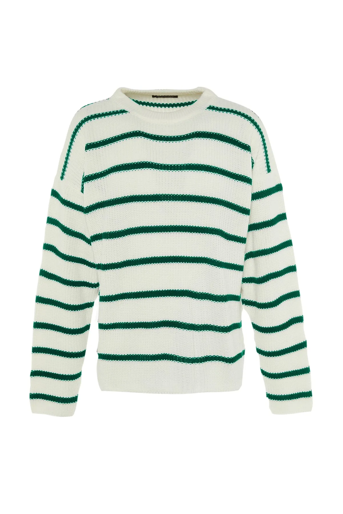 Trendyol Collection  Grüner Unisex-Strickpullover in Oversize-Passform, weiter Passform, Rundhalsausschnitt, TMNAW23KZ00285
