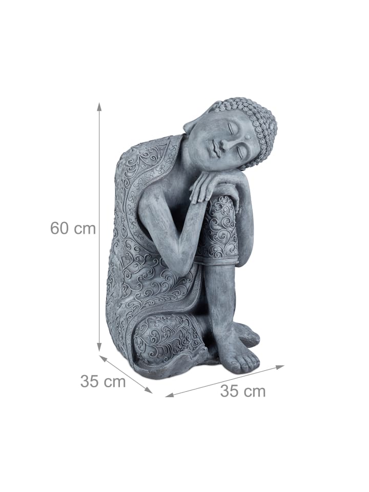 relaxdays Buddha Figur in Hellgrau - (H)60 cm günstig kaufen onesize