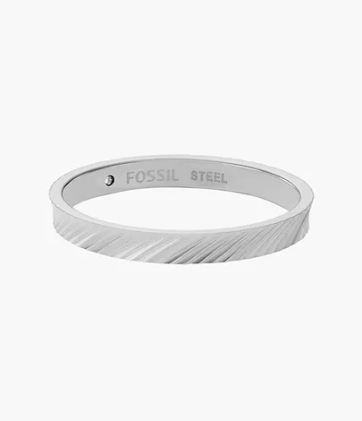Fossil Ring Harlow Linear Texture Edelstahl