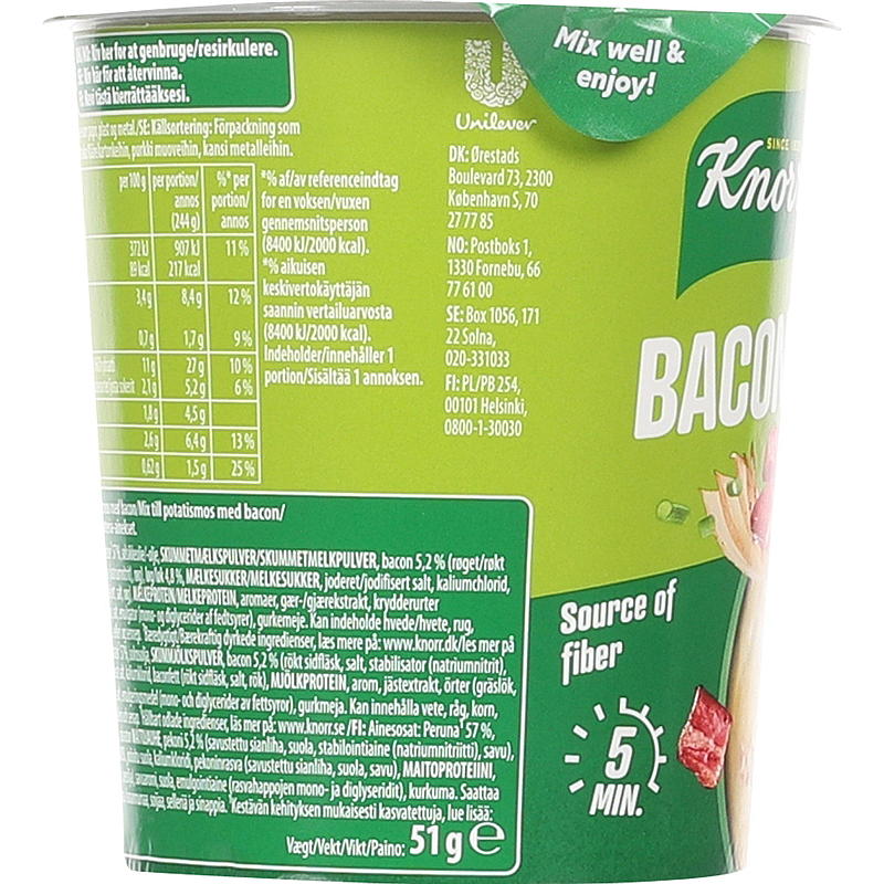 Knorr Potato snack pot 51 g bacon & onion Knorr