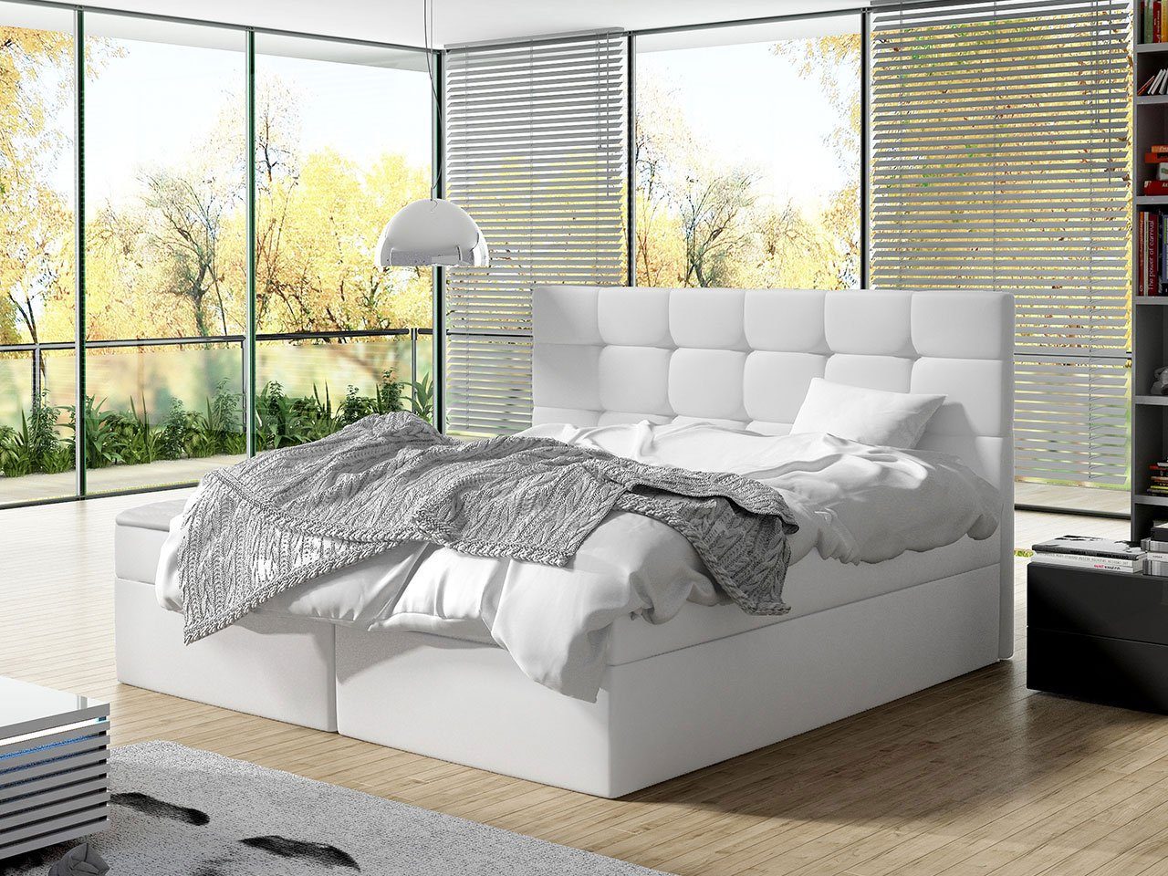 Mirjan24 Boxspringbett Luanda (Bonell-Matratze und Topperr), mit zwei Bettkästen für die Bettwäsche