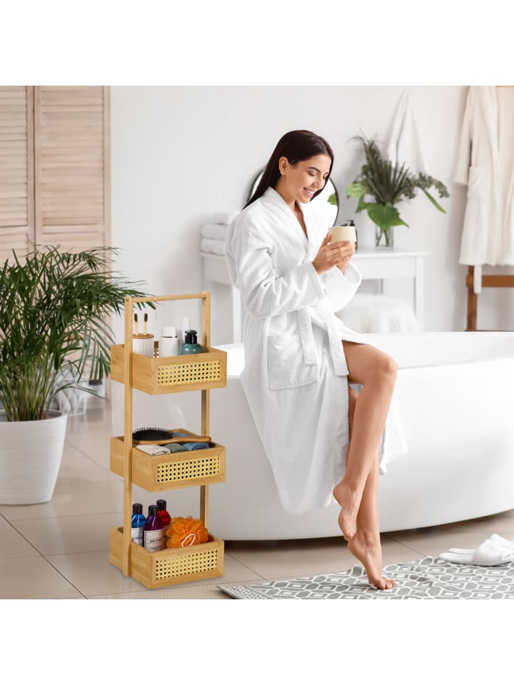 relaxdays Badregal in Natur - (B)27 x (H)83 x (T)26 cm günstig kaufen onesize