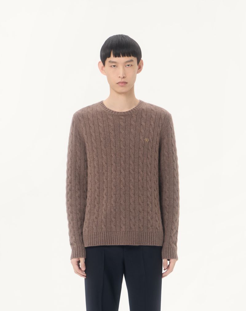 Valentino kasjmier kabeltrui met V-logo