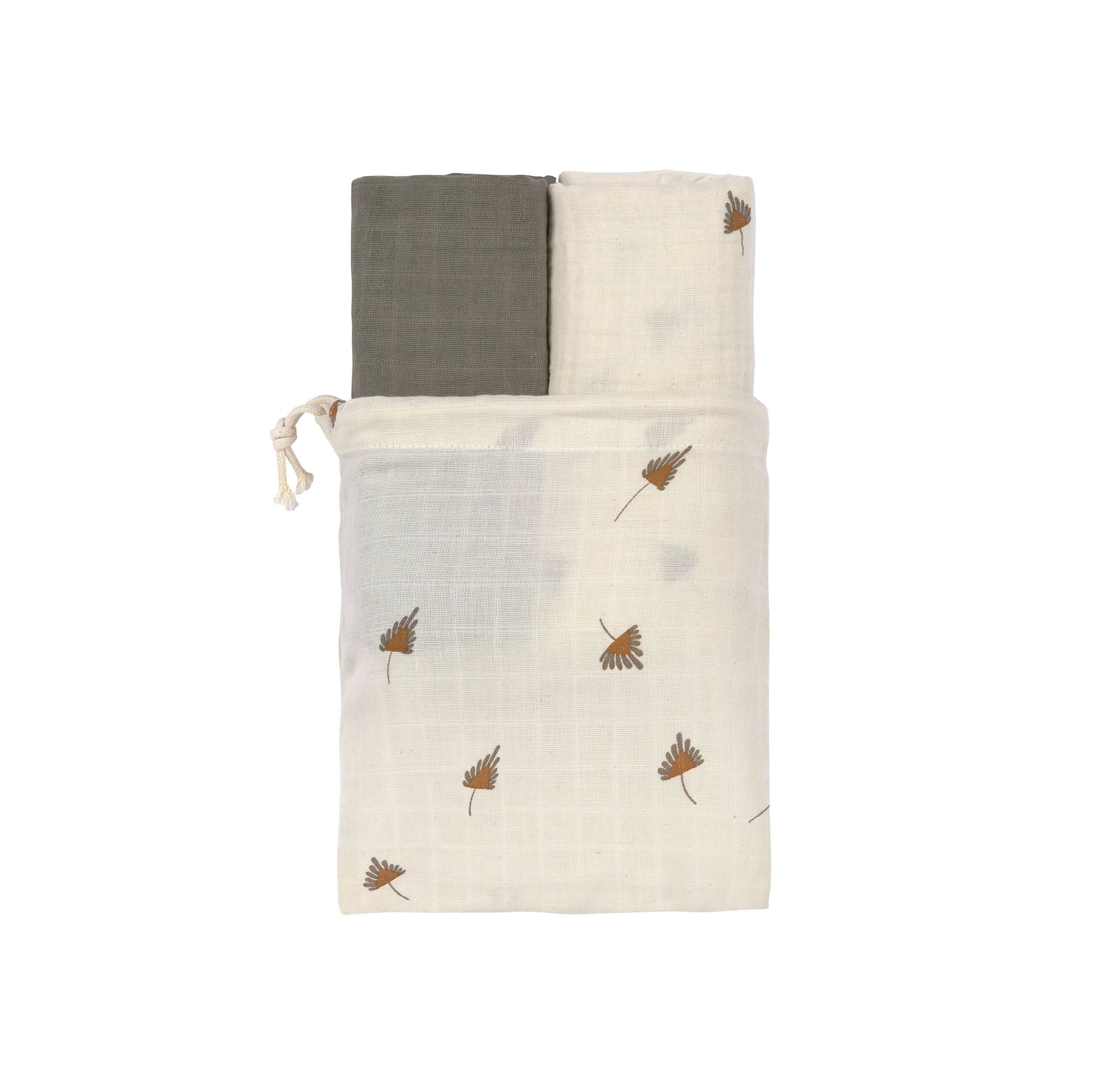 Mulltücher 2er Set L - Taupe, Grau