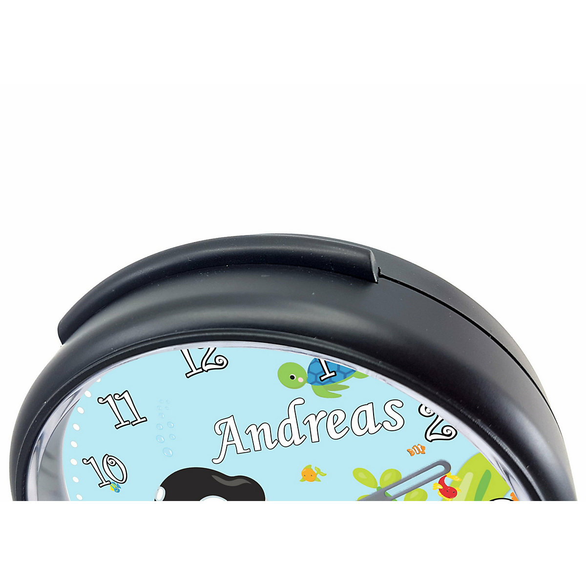 Kinder Funkwecker personalisiert mit Namen Fische Atom-/Funkuhr, 12-Stunden-Anzeigeformat, Schlummerfunktion, Nachtlicht, Geräuschlos/Ohne Ticken