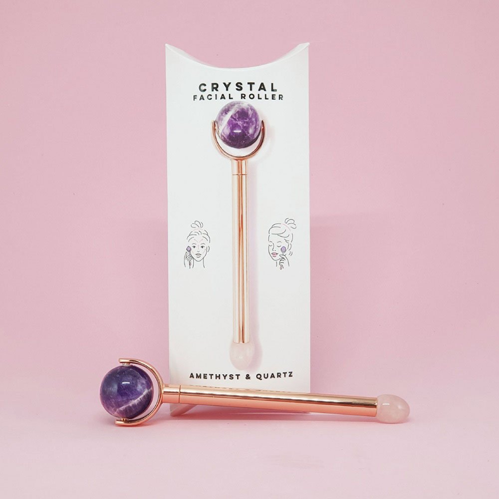 LAVAY Paris Beauty-Tools Crystal Gesichtsroller – Amethyst & Rosenquartz