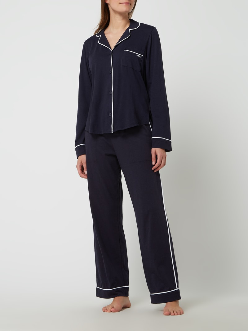 Pyjama aus Baumwoll-Viskose-Mix in marineblau