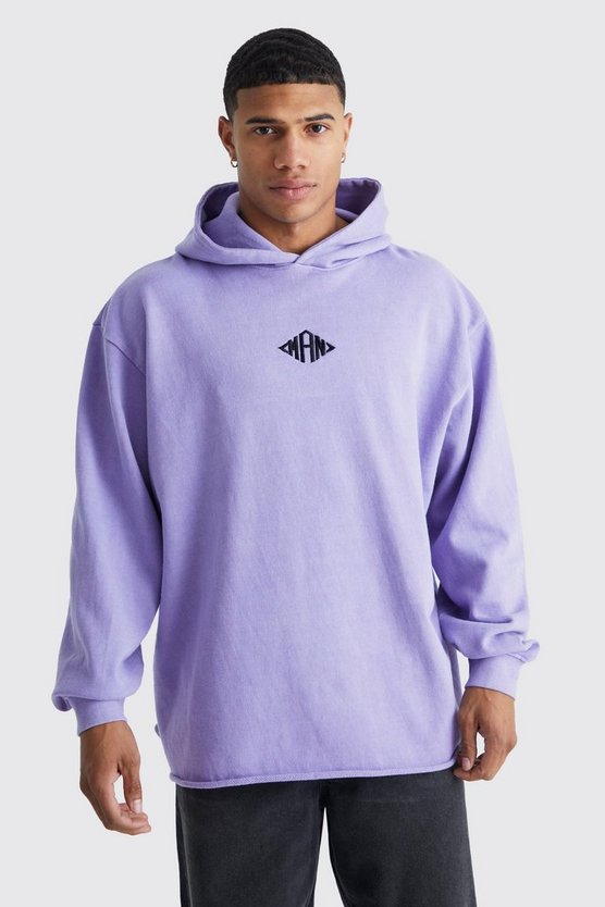 Oversize Man Hoodie mit rohem Saum