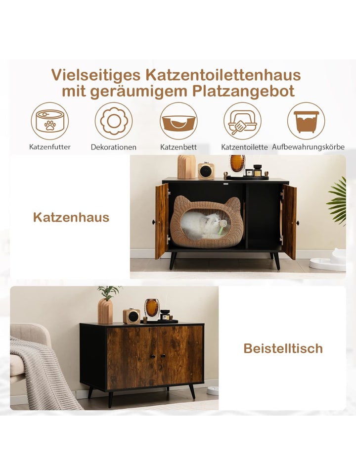 COSTWAY Katzenschrank in Braun günstig kaufen 50 cm