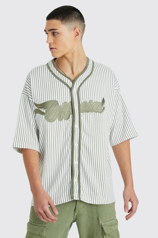 Oversize Official Baseball-Hemd mit Nadelstreifen