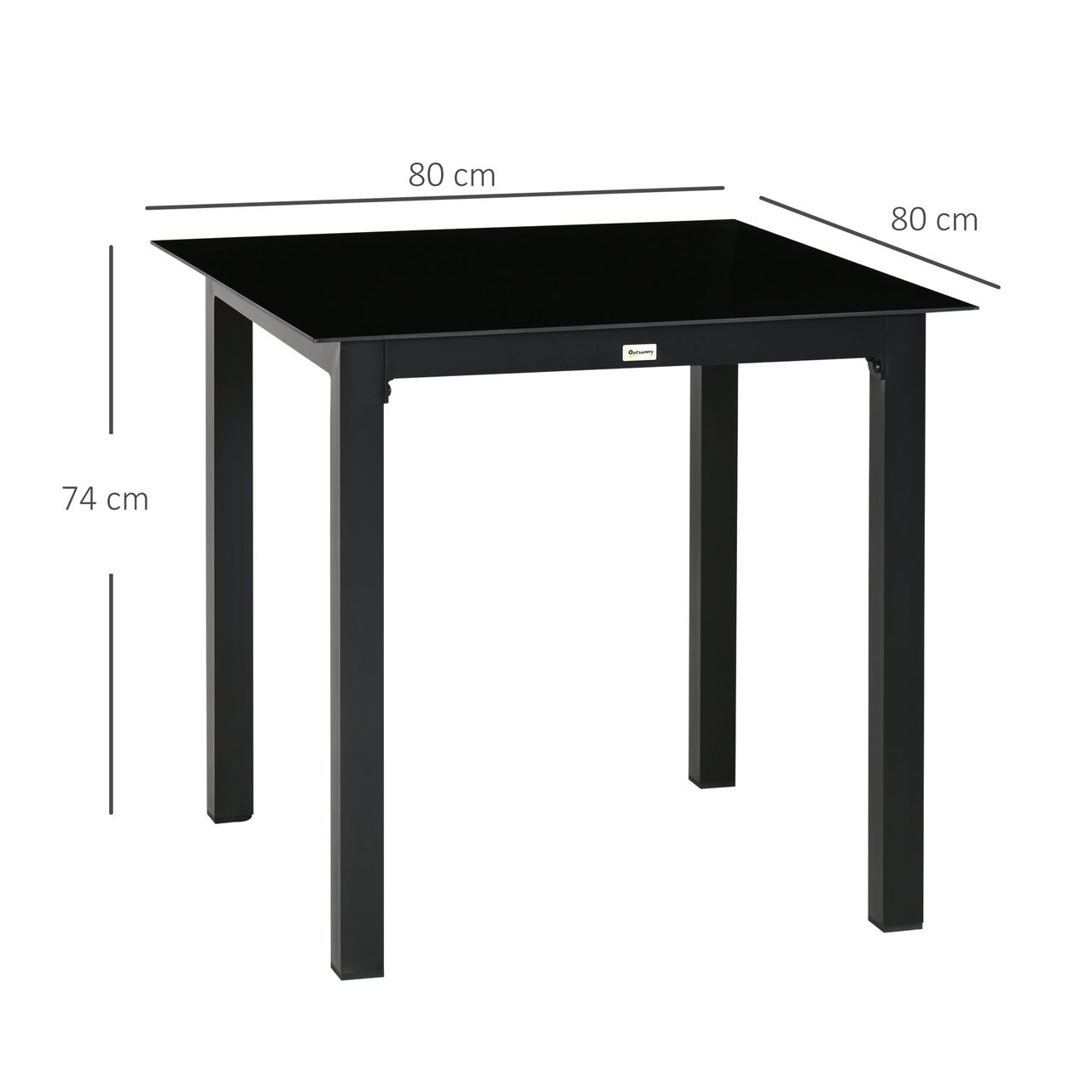 Outsunny Gartentisch Esstisch für Garten Balkontisch für 4 Personen Schwarz