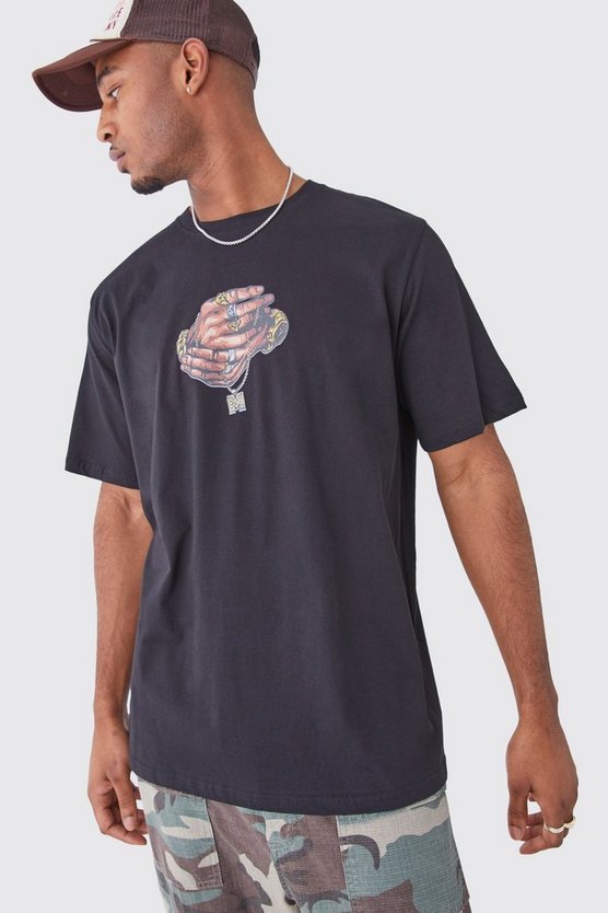 Tall Oversize T-Shirt mit Man Chain Print