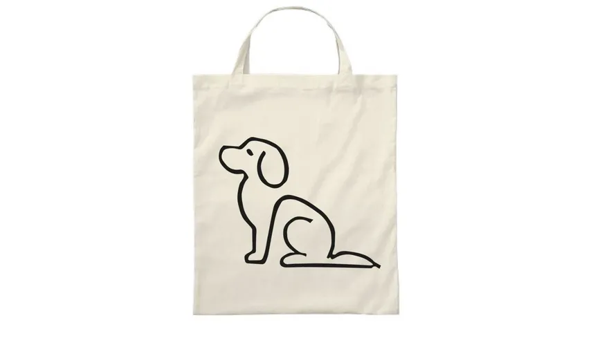 Einkaufstasche Hunde Silhouette beige