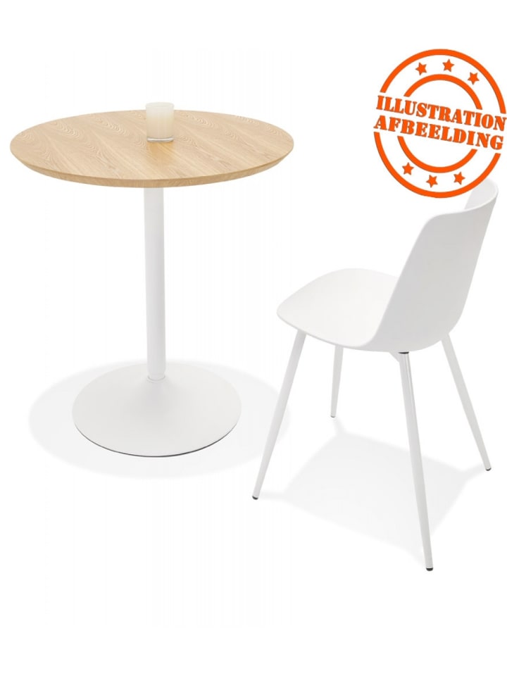 KADIMA DESIGN Runder Esstisch aus Eschenholz mit Metallgestell in Beige-Weiß günstig kaufen onesize