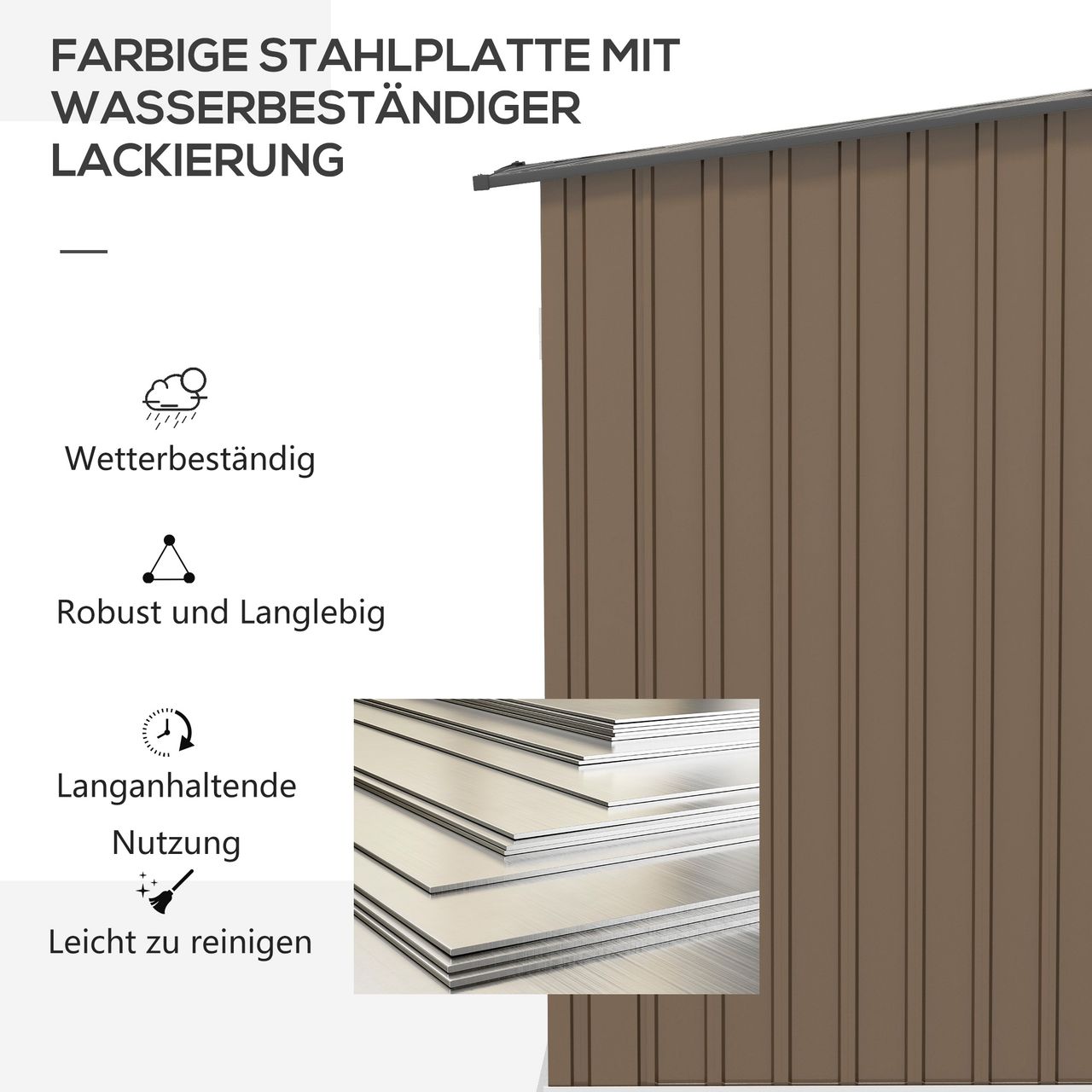 Outsunny Outsunny Gerätehaus aus Stahl, 0,92 m² Geräteschuppen mit Pultdach für Balkon