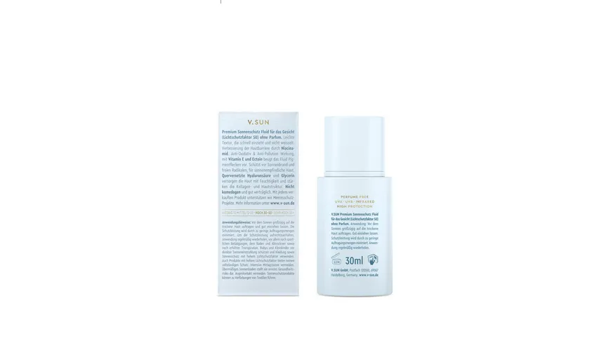V.SUN Gesichts-Sonnenschutz Fluid Parfümfrei SPF 50 30 ml