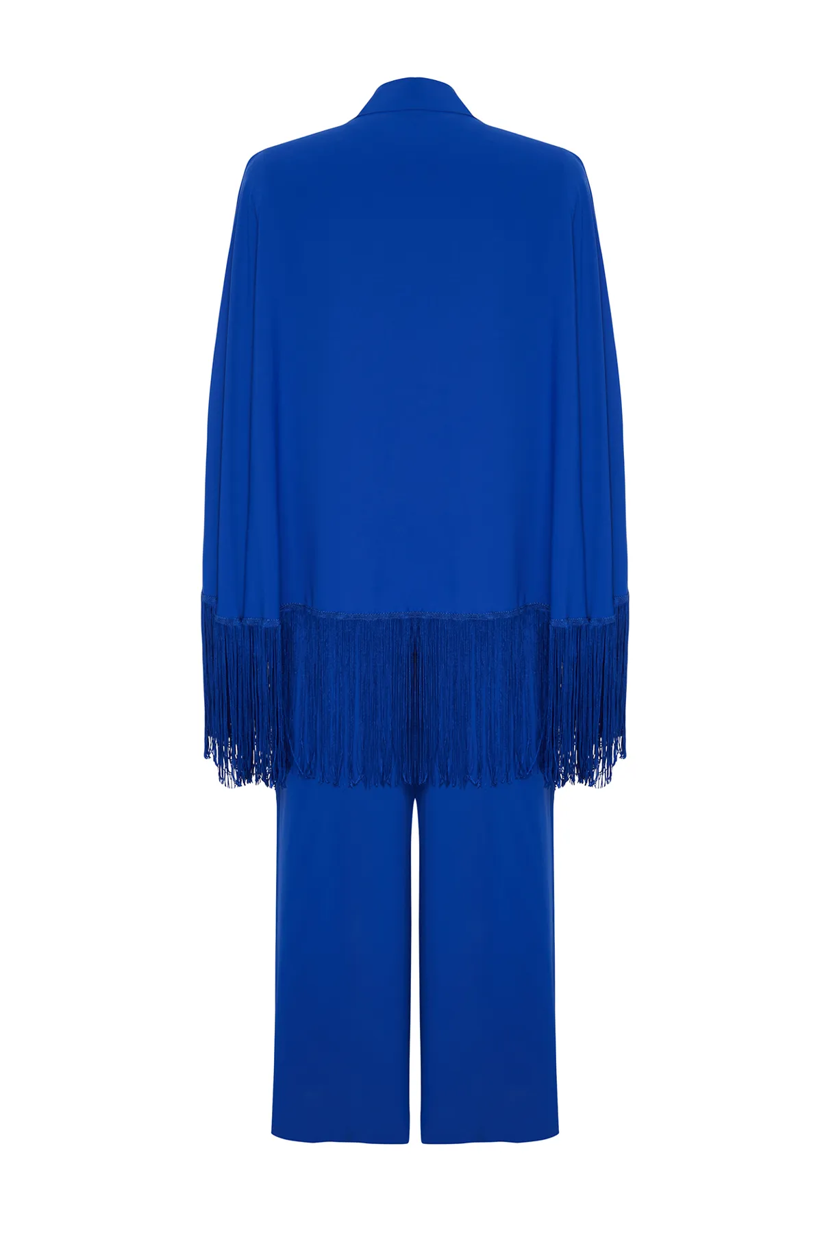 Trendyol Modest  Marineblauer Cape-Jumpsuit mit Quasten, Abendkleid TCTAW24DB00007