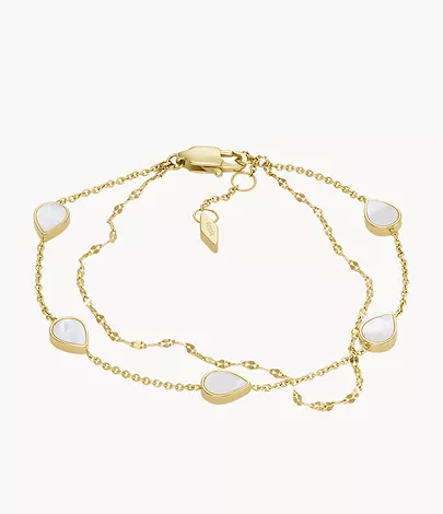 Fossil Gliederarmband Teardrop Perlmutt weiß