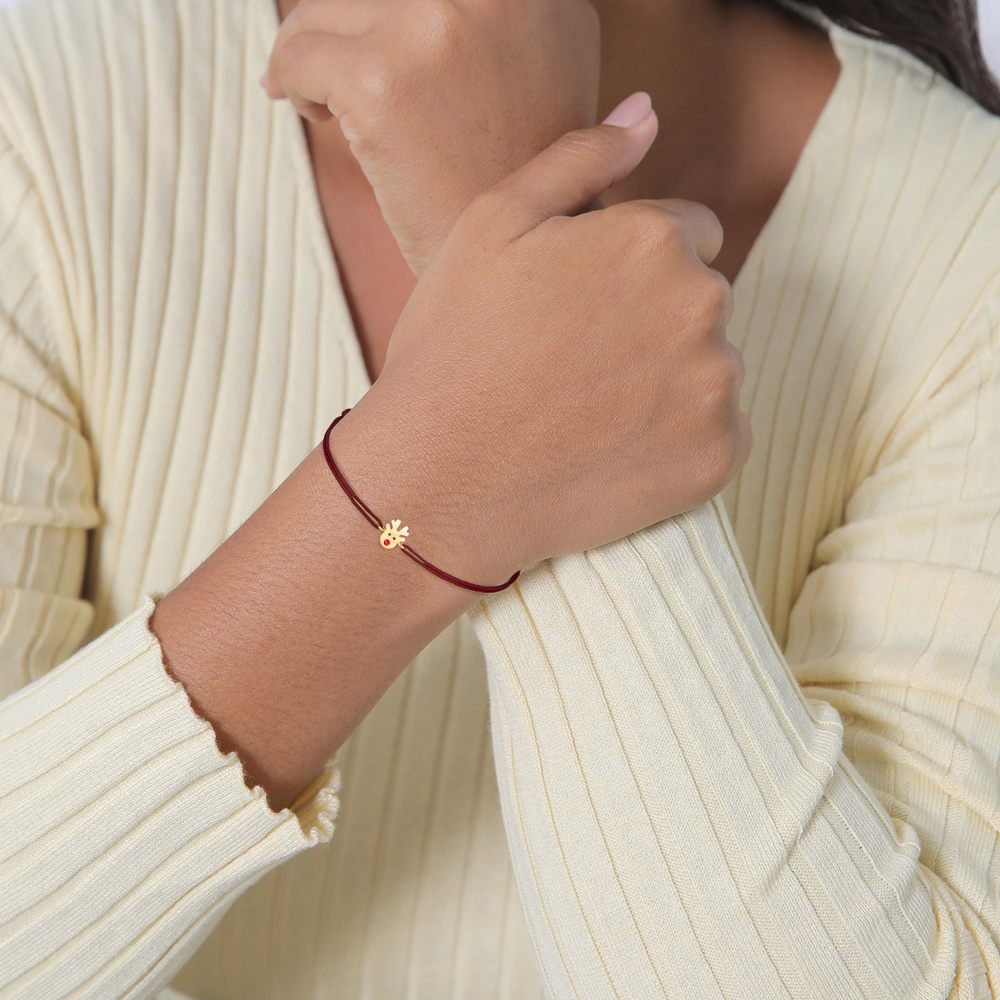Elli Elli Bracelet Femmes pendentif renne de Noël avec du nylon rouge en argent sterli Bracelet