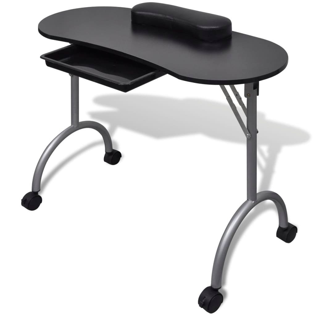 vidaXL Maniküre-Pediküre-Set Klappbarer Maniküre-Tisch mit Rollen Schwarz