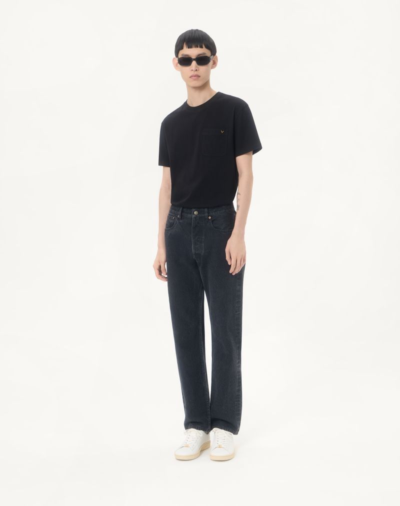 Valentino katoenen T-shirt met V-goud