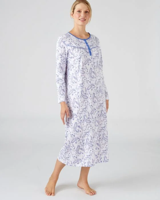Chemise de nuit en pur coton peigné