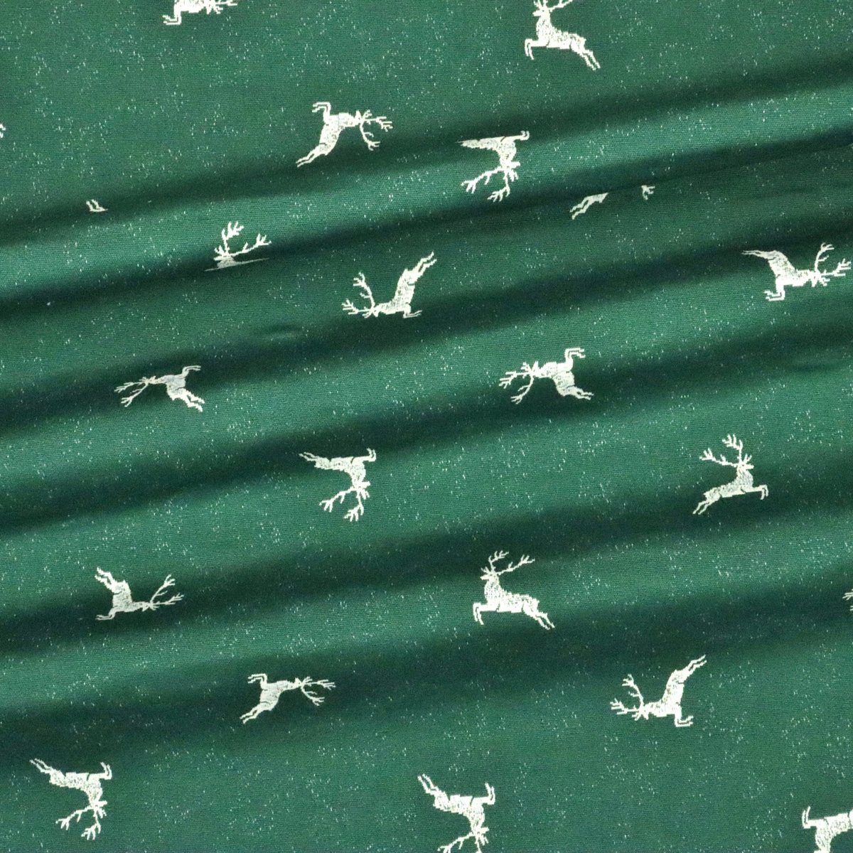 Stofferia Stoff Dekostoff Jacquard Weihnachten Hirsch Grün, Breite 140 cm, Meterware