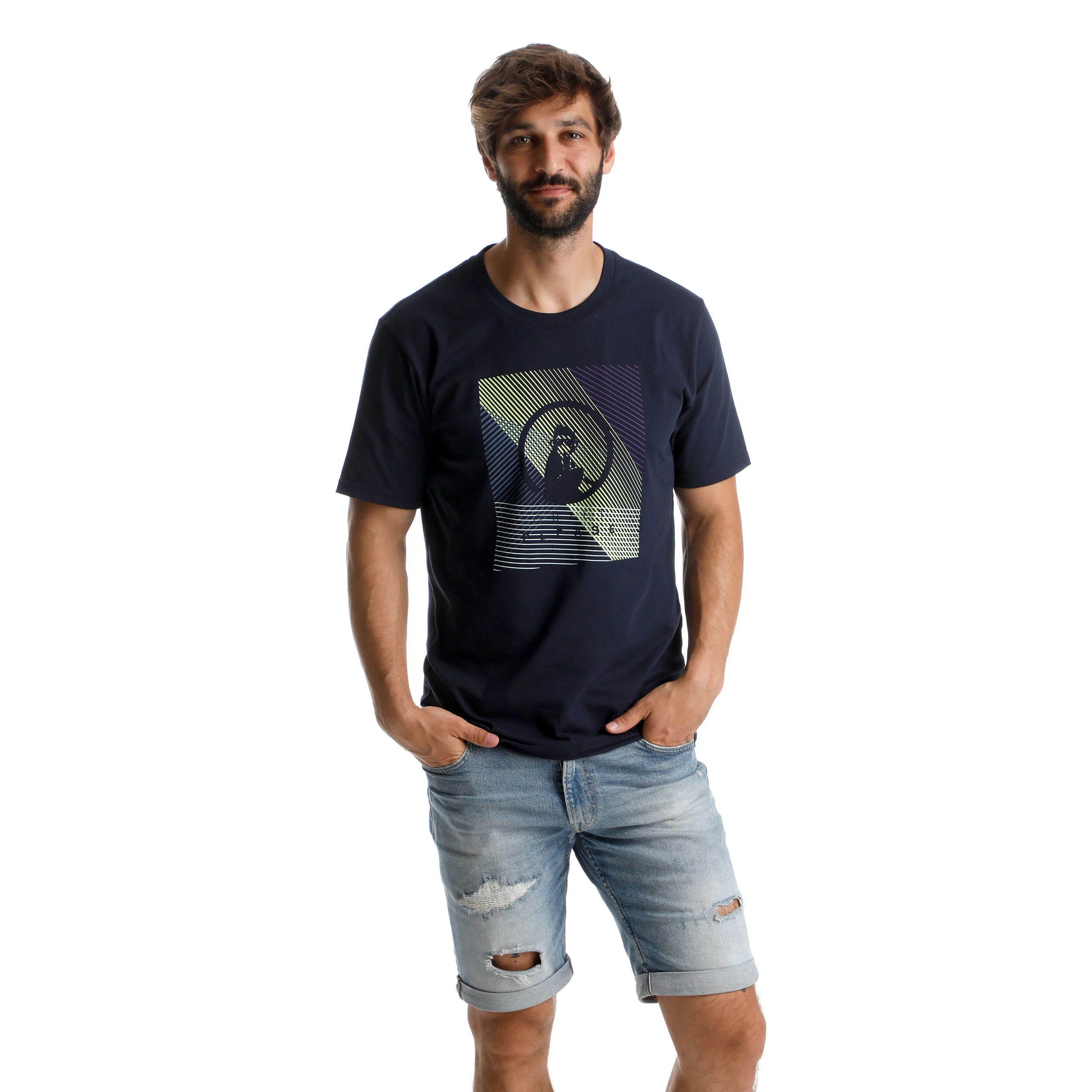 Linear T-Shirt Herren - Dunkelblau