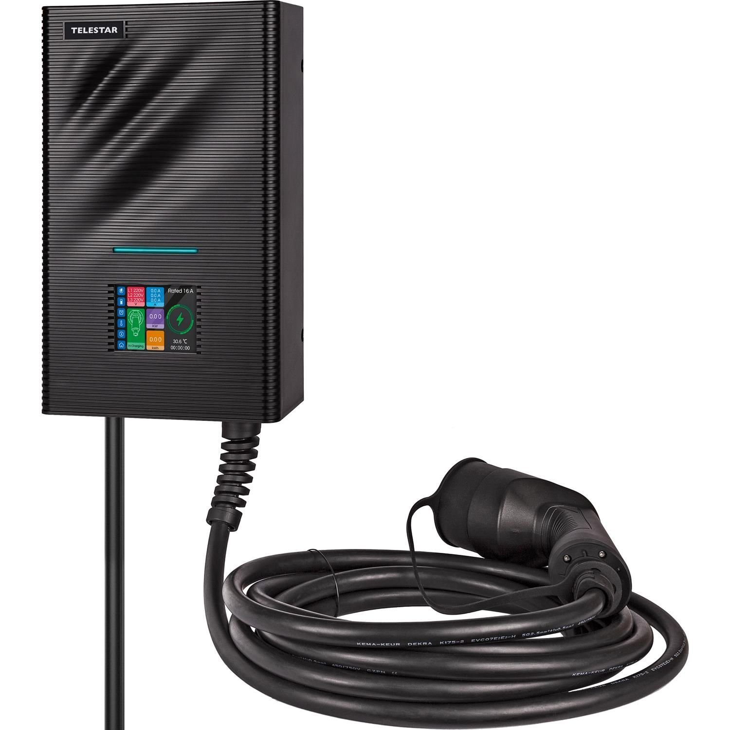 TELESTAR Elektroauto-Ladestation EC 311 S6 Wallbox (6m Ladekabel Typ2,11 kW, KfW förderfähig, Smart), 3, Freischaltung der Ladevorgänge über Touchscreen Smartphone App