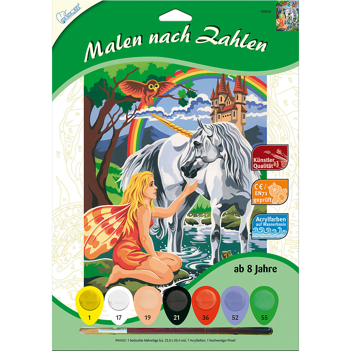 Malen nach Zahlen - Einhorn, 24 x 34 cm
