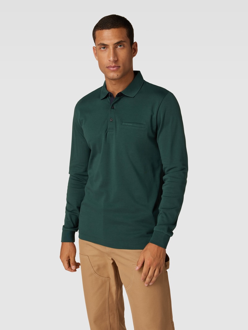 Longsleeve mit Polokragen und Brusttasche in grün
