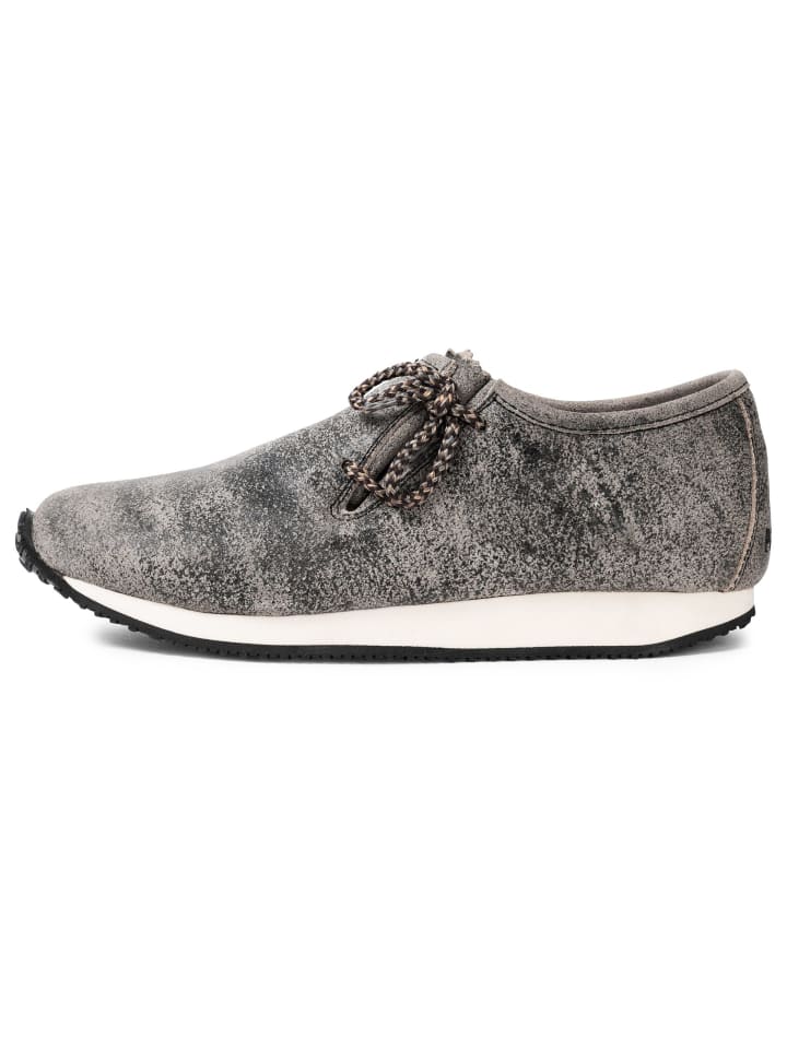 PAULGOS Haferlschuh Trachten Sneaker Schnürschuh Echtleder in Mitternachtsgrau günstig kaufen