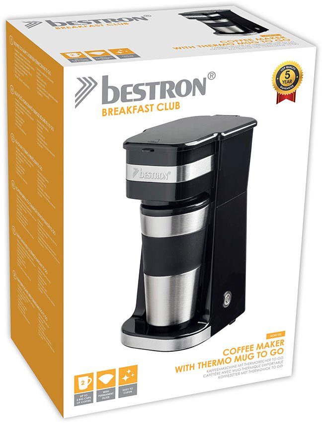 bestron Filterkaffeemaschine ACM112Z, Permanentfilter, mit Isolierbecher, für gemahlenen Filterkaffee