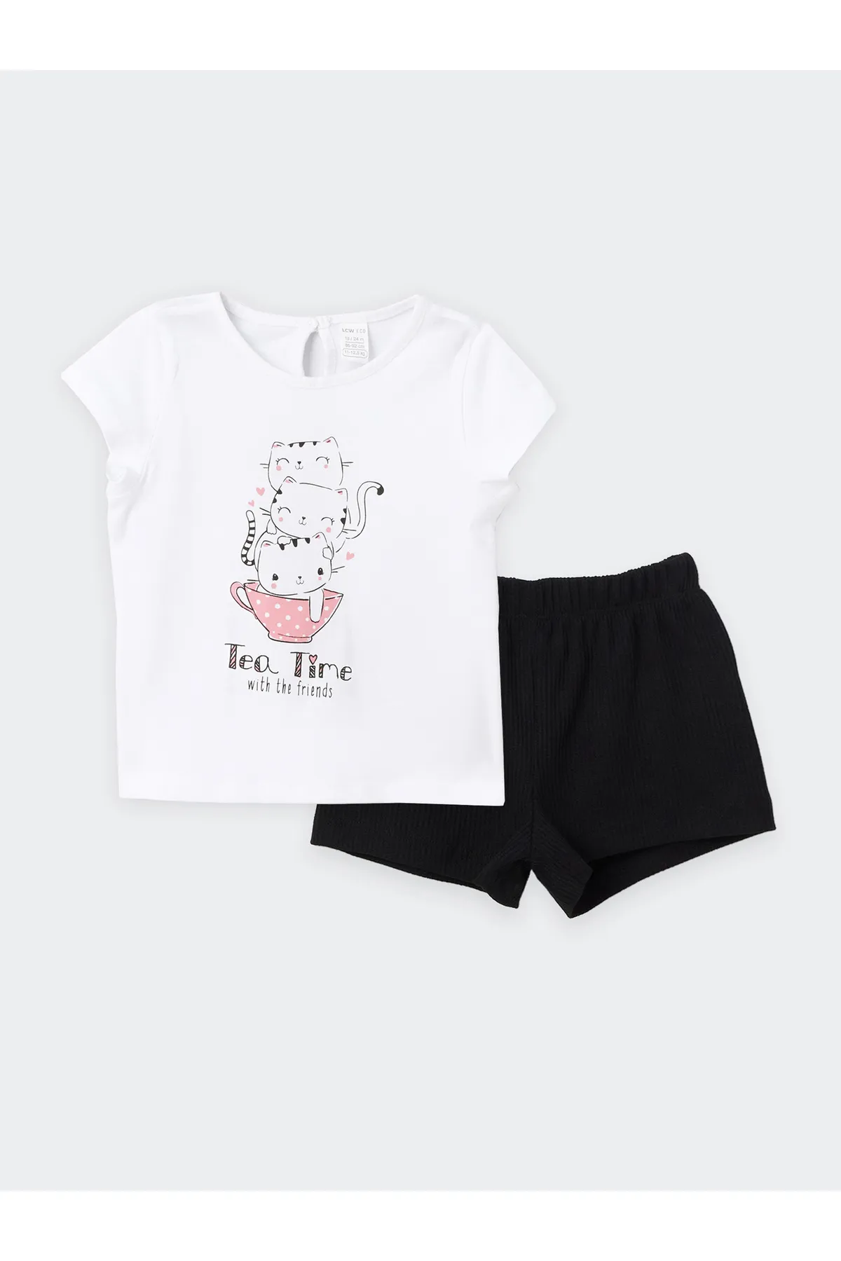 LC Waikiki  Bedrucktes T-Shirt und Shorts für Babys mit Rundhalsausschnitt, 2er-Set