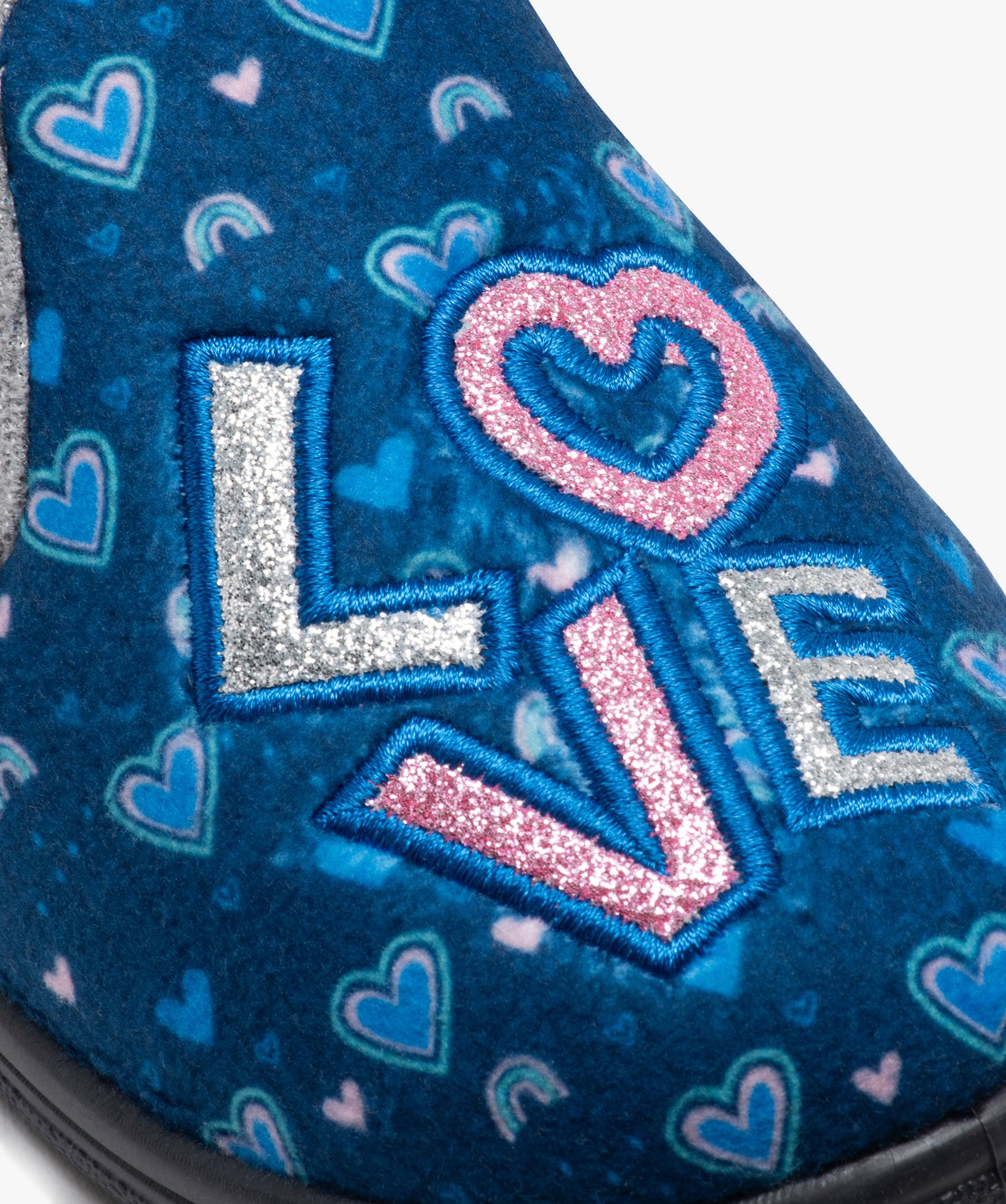 Chaussons fille pantoufles imprimées love - Beppi bleu | GEMO