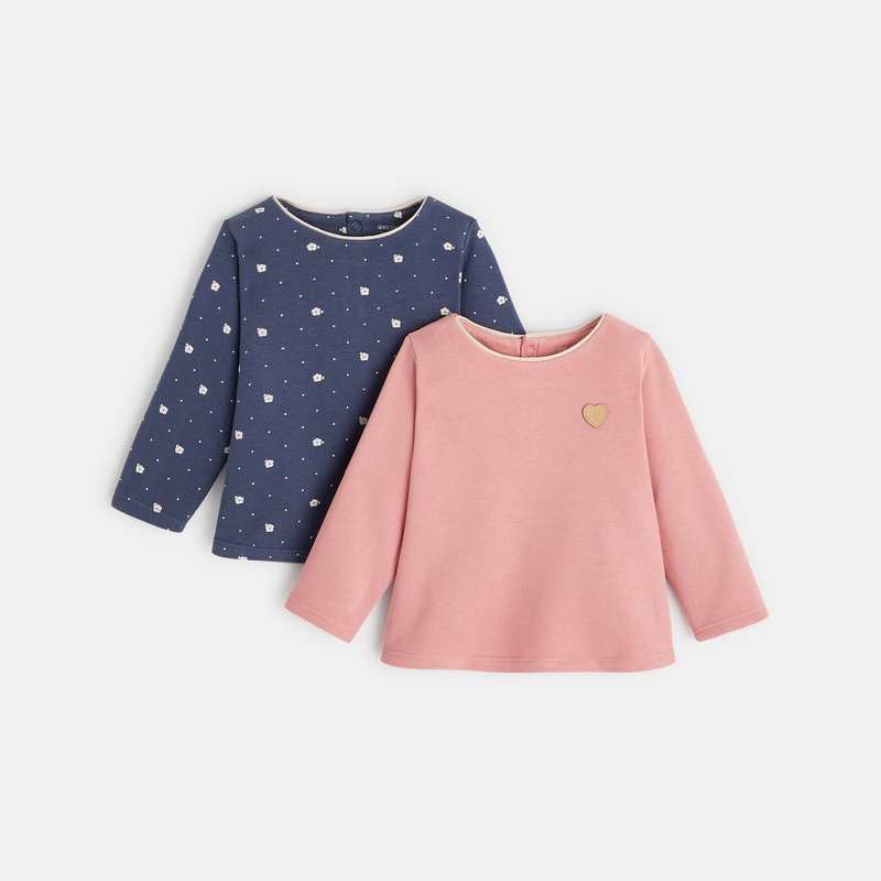 Sweat molleton léger (lot de 2) rose bébé fille