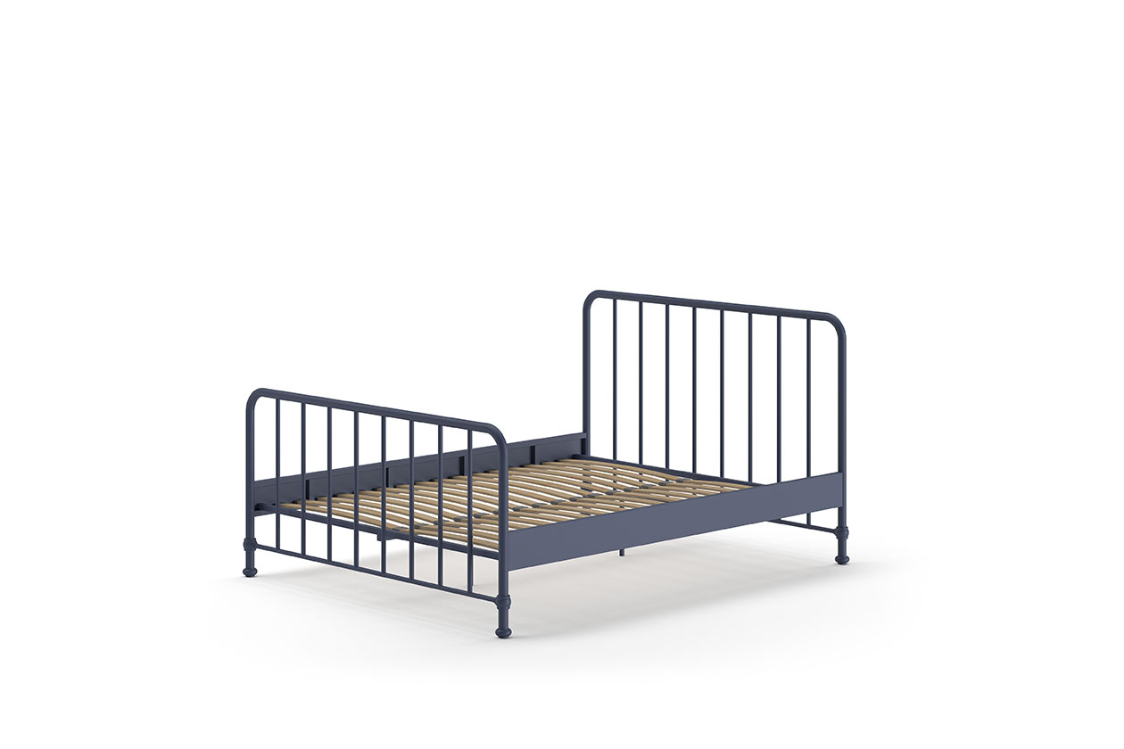 VIPACK Jugendbett BRONXX mit Liegefläche 160 xx 200 cm, Ausf. Metall Denim Blau matt
