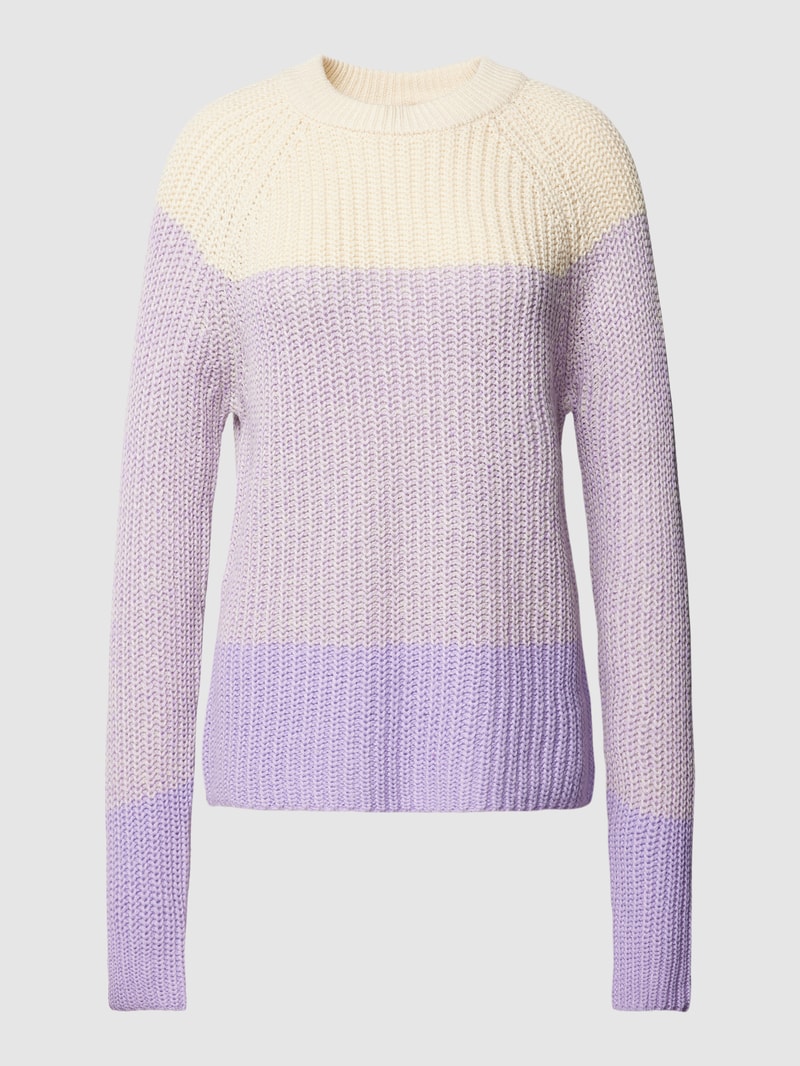 Strickpullover mit Blockstreifen Modell 'Remone' in flieder