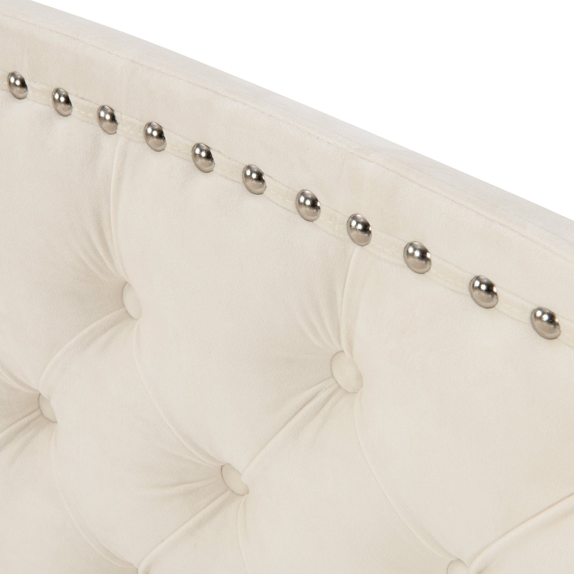 Flieks Polsterbett, Samt Einzelbett mit Polsterkopfteil und Lattenrost 90x200cm Beige