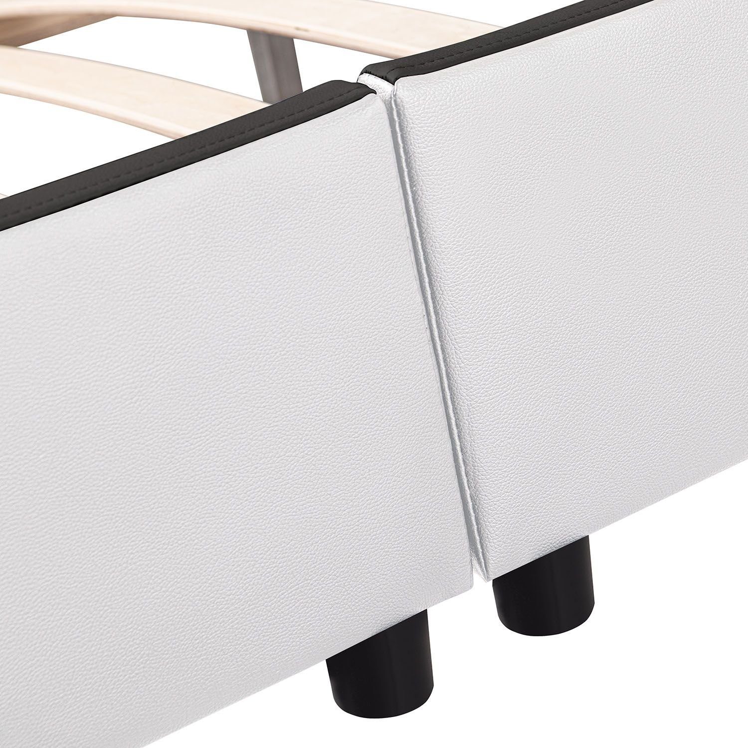 Juskys Polsterbett Murcia, 140x200 cm, LED-Beleuchtung, weiches Kopfteil, inkl. Lattenrost