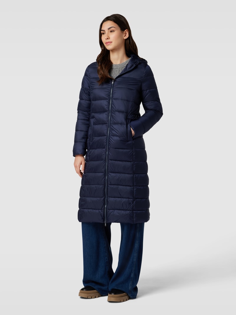 Steppmantel mit Kapuze in marineblau