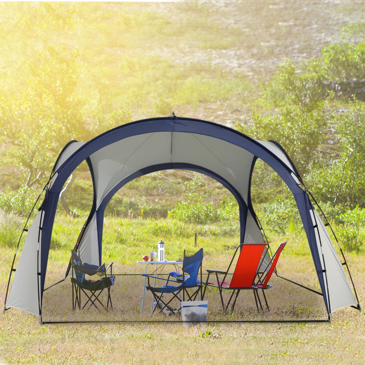 Outsunny Campingzelt Gartenzelt Partyzelt Festzelt Glasfaser UV-Schutz