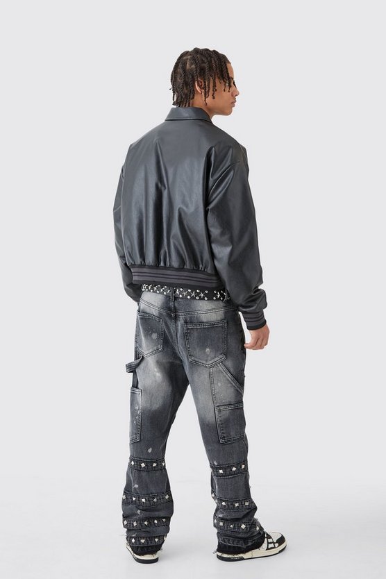 Kastige Limited Edition Bomberjacke mit PU-Kragen