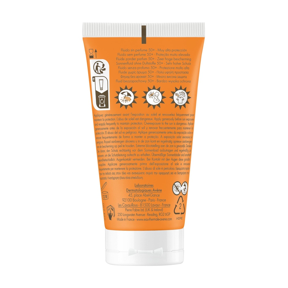 Avène Eau Thermale Avène  Solaire  Fluide 50+Peaux sensibles sans parfum 50ml Fluide solaire