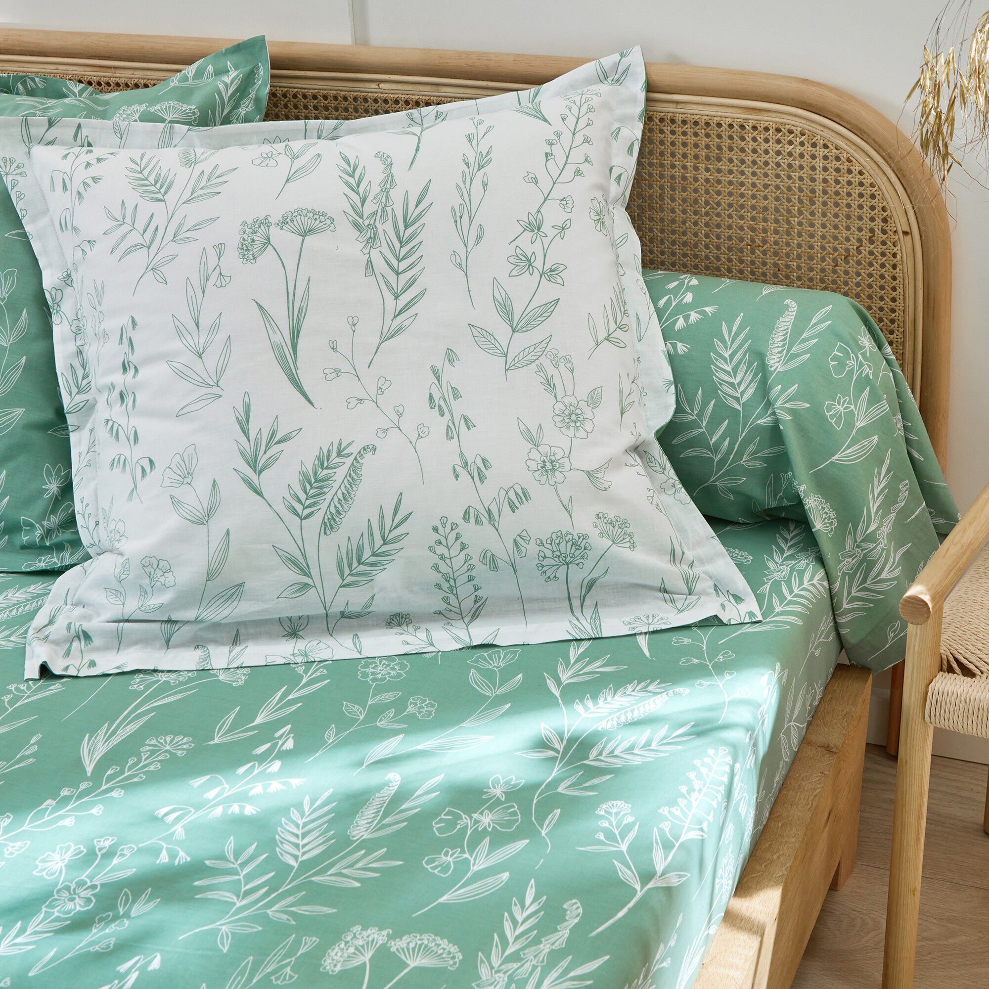 Linge de lit Alessia en coton imprimé fleuri