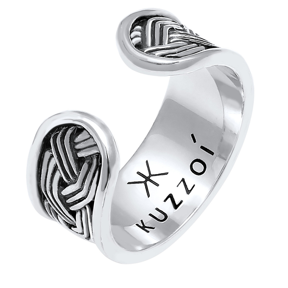 KUZZOI KUZZOI Bague Hommes bande ornement design ouvert en argent sterling 925 Bague
