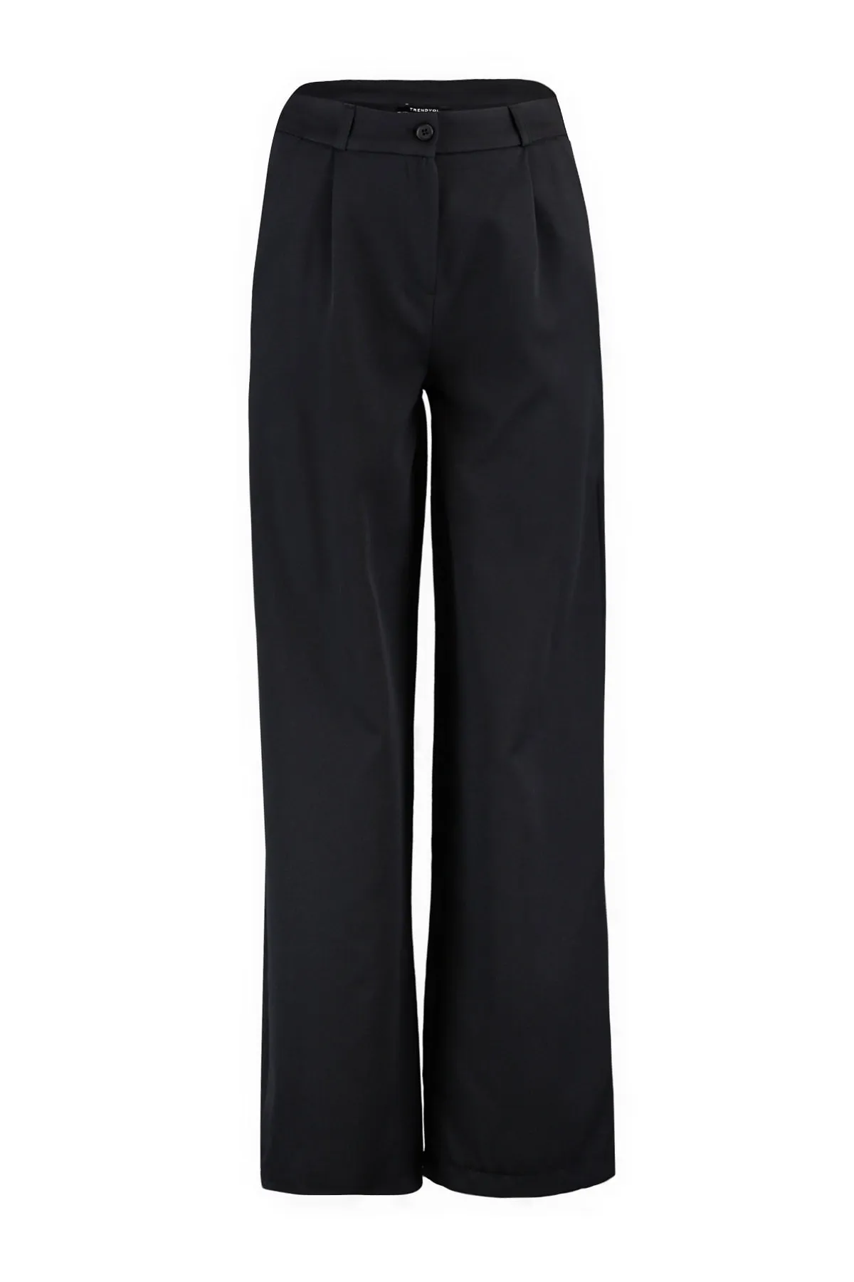 Trendyol Collection  Schwarze Bundfaltenhose mit weitem Bein und hoher Taille - TWOAW21PL0076